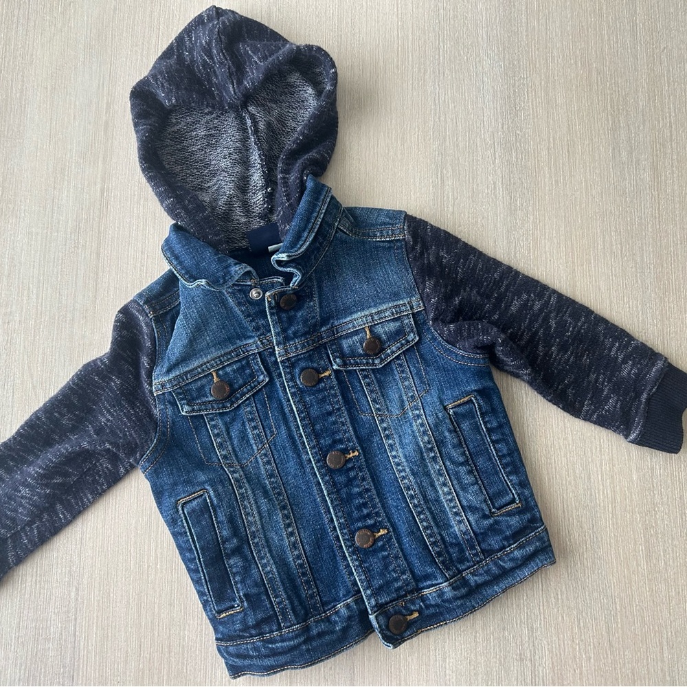 OshKosh Genuine Kids Blue Jean Jacket with Hood - 18m
